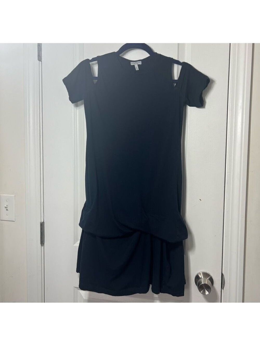 Morgane Le Fay Navy Blue XS Mini Dress with Cap sleeves and Ruffle
